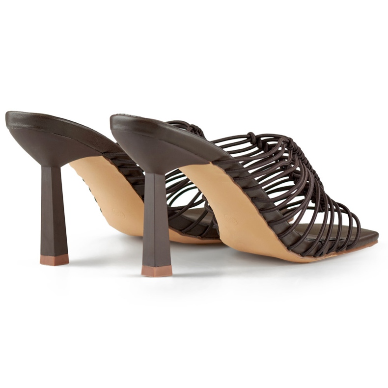 Tongs à talon haut, tongs pour femmes élégantes et souples à talon haut marron brun 1