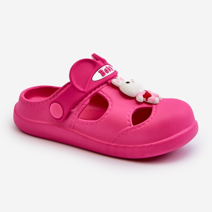 Chaussons enfant en mousse à décor ople fuchsia rose 2 Chaussons enfant en mousse à décor ople fuchsia rose 2