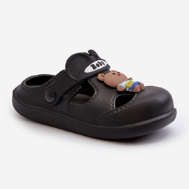 Tongs enfant en mousse avec décoration, opleia noire le noir 2