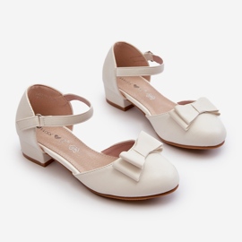 Ballerines fille Andarifa blanches avec nœud 4