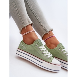 Baskets pour femmes à semelle épaisse Lee Cooper LCW-24-31-2217 vert 2