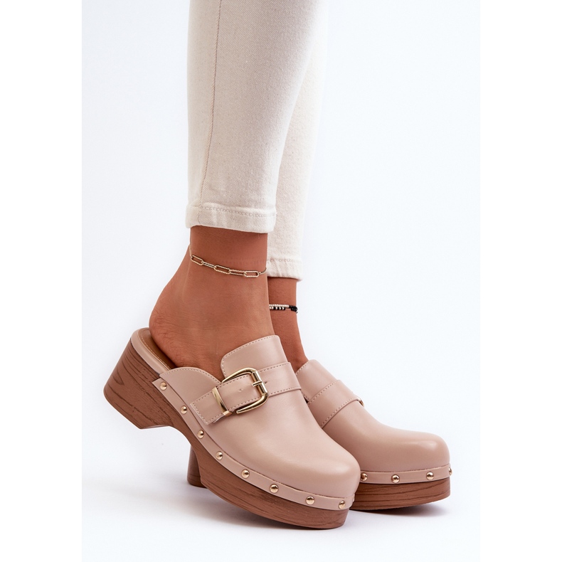 Tongs beiges Seprilla Clog pour femmes avec boucle 2