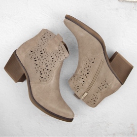 Santiags femme cuir ajouré beige S.Barski 1