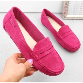 Mocassins confortables en daim pour femmes fuchsia Big Star NN274934 rose 4
