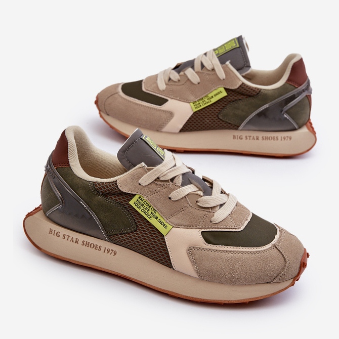 Chaussures de sport baskets pour hommes système de mousse à mémoire de forme Big Star NN174345 kaki vert 1 Chaussures de sport baskets pour hommes système de mousse à mémoire de forme Big Star NN174345 kaki vert 1