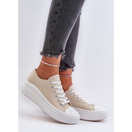 Baskets beiges Amyete pour femmes sur une plateforme massive 2