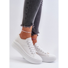 Baskets pour femmes sur une plateforme massive, blanc Amyete blanche 2