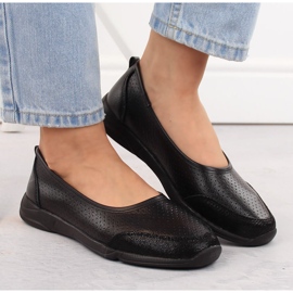 Ballerines femme cuir ajouré noir eVento 3621 1