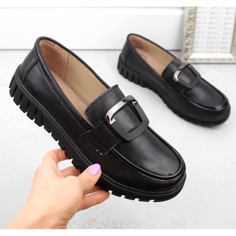 Chaussures pour femmes en cuir à talons hauts et plateforme, noires Filippo DP6044 1