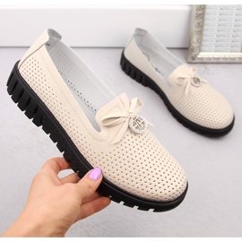 Slip-on femme en cuir ajouré beige Filippo DP6057 1