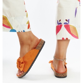 Tongs orange avec semelle en liège par Aamu 3
