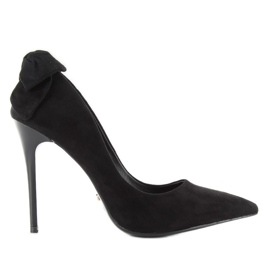 Escarpins en daim avec nœud LE035 Noir le noir 2