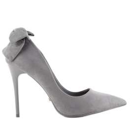 Escarpins en daim avec nœud LE035 Gris 5