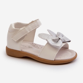 Sandales pour enfants avec nœud, fermeture velcro, blanc Wistala blanche 1