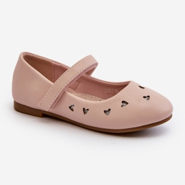 Ballerines enfant avec coeurs, fermeture velcro, rose Danaella 1