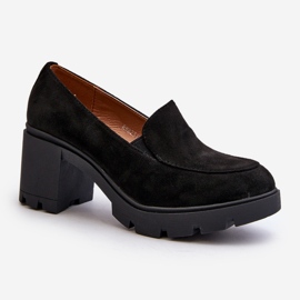 Chaussures en daim écologique pour femmes avec talons hauts et plateforme, noir Arablosa le noir 1