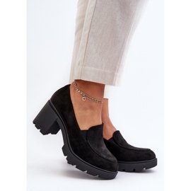 Chaussures en daim écologique pour femmes avec talons hauts et plateforme, noir Arablosa 2