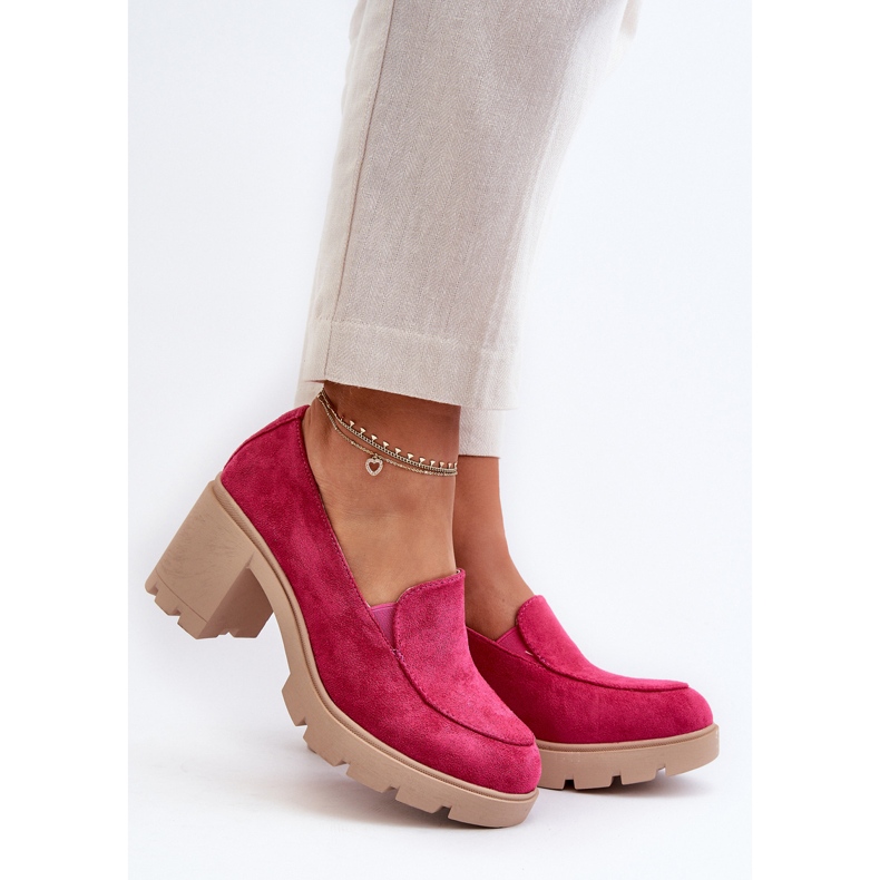 Chaussures pour femmes en daim écologique à talons hauts et plateforme Fuchsia Arablosa rose 2
