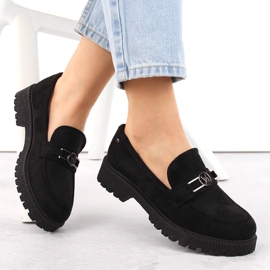 Chaussures femme en daim, mocassins noirs Potocki YQ21047 1