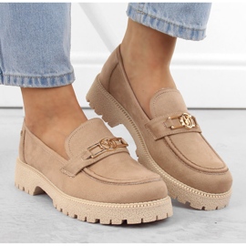 Chaussures femme en daim, mocassins beiges Potocki YQ21047 3