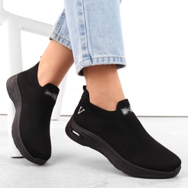 Chaussures de sport à enfiler noires pour femmes Vinceza 13592 le noir 1 Chaussures de sport à enfiler noires pour femmes Vinceza 13592 le noir 1