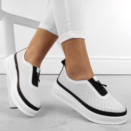 Creepers de sport à enfiler en cuir pour femmes, blanc Artiker 54C1704 1