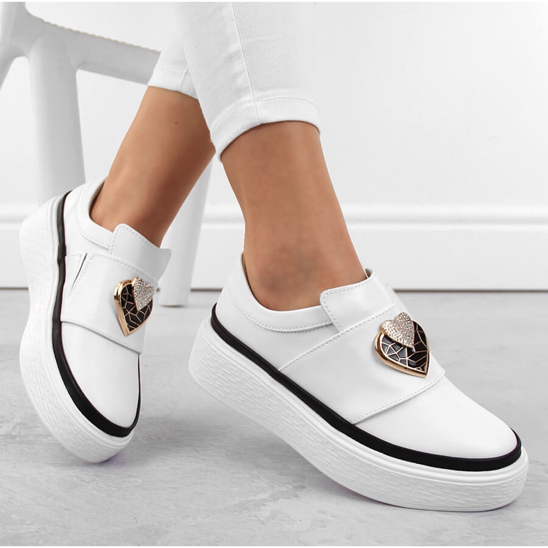 Chaussures de sport à enfiler en cuir pour femmes sur la plateforme, blanc Artiker 54C1855 blanche 1 Chaussures de sport à enfiler en cuir pour femmes sur la plateforme, blanc Artiker 54C1855 blanche 1