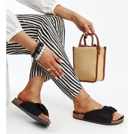 Tongs noires avec semelle en liège Aamu 1