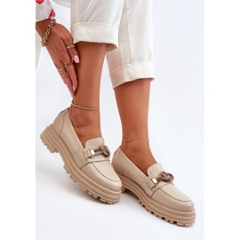 Mocassins En Cuir Pour Femme Avec Décoration Laura Messi 2780 Beige 1