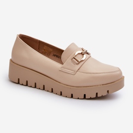 Mocassins Plateforme Femme Avec Décoration, Beige Clair Kaldina 1