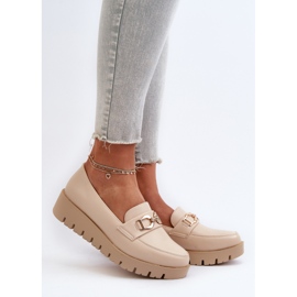 Mocassins Plateforme Femme Avec Décoration, Beige Clair Kaldina 2