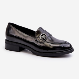 Mocassins Femme En Cuir Verni Noir Dilhela le noir 2