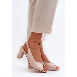Evento Sandales élégantes à talon haut avec décoration, Beige Trasea 1