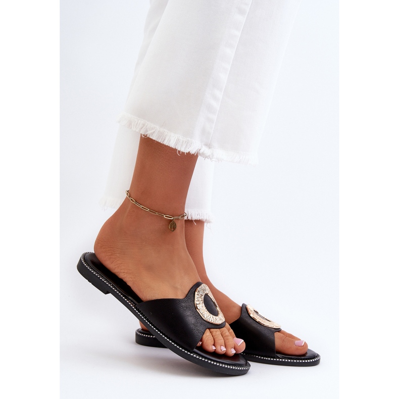 Tongs pour femmes avec décoration, Noir Cilima 2