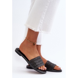 Sandales Pour Femmes À Talons Plats Tressés, Radians Noirs le noir 2 Sandales Pour Femmes À Talons Plats Tressés, Radians Noirs le noir 2