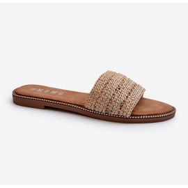 Tongs pour femmes Radians beiges à talons plats tressés 1