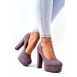 Sweet Shoes Pompes en daim pour femmes sur la plate-forme grise 4