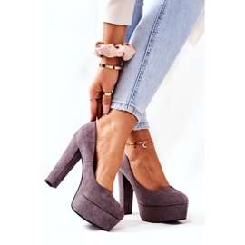 Sweet Shoes Pompes en daim pour femmes sur la plate-forme grise 3