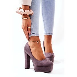Sweet Shoes Pompes en daim pour femmes sur la plate-forme grise 2