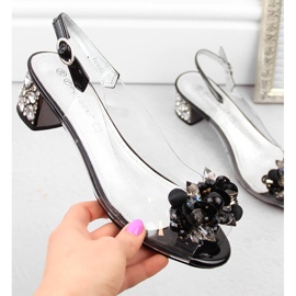 Sandales femme transparentes avec perles, noir Potocki WS43300 1