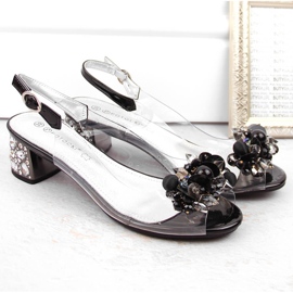 Sandales femme transparentes avec perles, noir Potocki WS43300 le noir 2