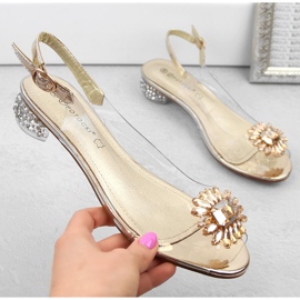 Sandales femme transparentes avec zircons dorés Potocki WS43301 d'or 1