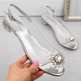 Sandales femme transparentes avec zircons argentés Potocki WS43301 1