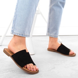 Tongs en daim pour femmes, noires eVento 4586 le noir 2