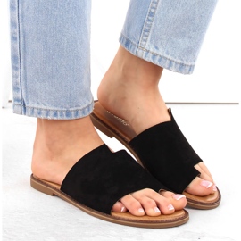 Tongs en daim pour femmes, noires eVento 4586 le noir 3
