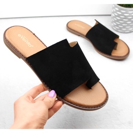Tongs en daim pour femmes, noires eVento 4586 le noir 4