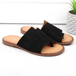Tongs en daim pour femmes, noires eVento 4586 le noir 5