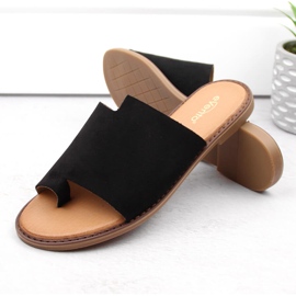 Tongs en daim pour femmes, noires eVento 4586 le noir 7