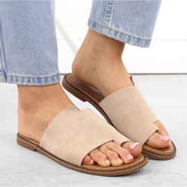 Tongs femme en daim beige eVento 4586 3