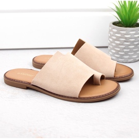 Tongs femme en daim beige eVento 4586 5
